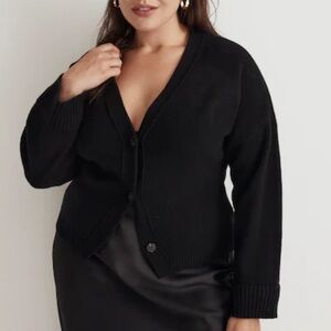 Madewell Vneck Slim Fitted Wool Black Cardigan Sweater M